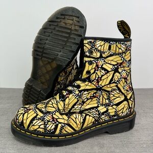 Dr. Martens 1460 Butterfly Print Suede Boots - Yellow/Black - Women's Sizes